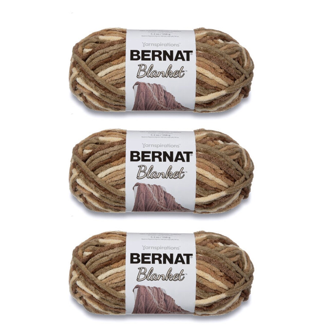 Bernat Blanket Sonoma Yarn - 3 Pack of 150g/5.3oz - Polyester - 6 Super Bulky - 108 Yards - Knitting/Crochet